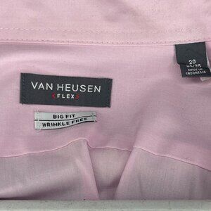Van Heusen Flex Wrinkle Free Dress Shirt Sz 20 34/35 Big Fit Pink Pocket